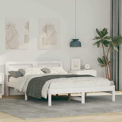 Rám Postele S Čelo Bílá 140 X 190 Cm Masivní Borové Dřevo
