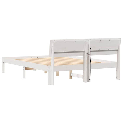 Rám Postele S Čelo Bílá 140 X 190 Cm Masivní Borové Dřevo
