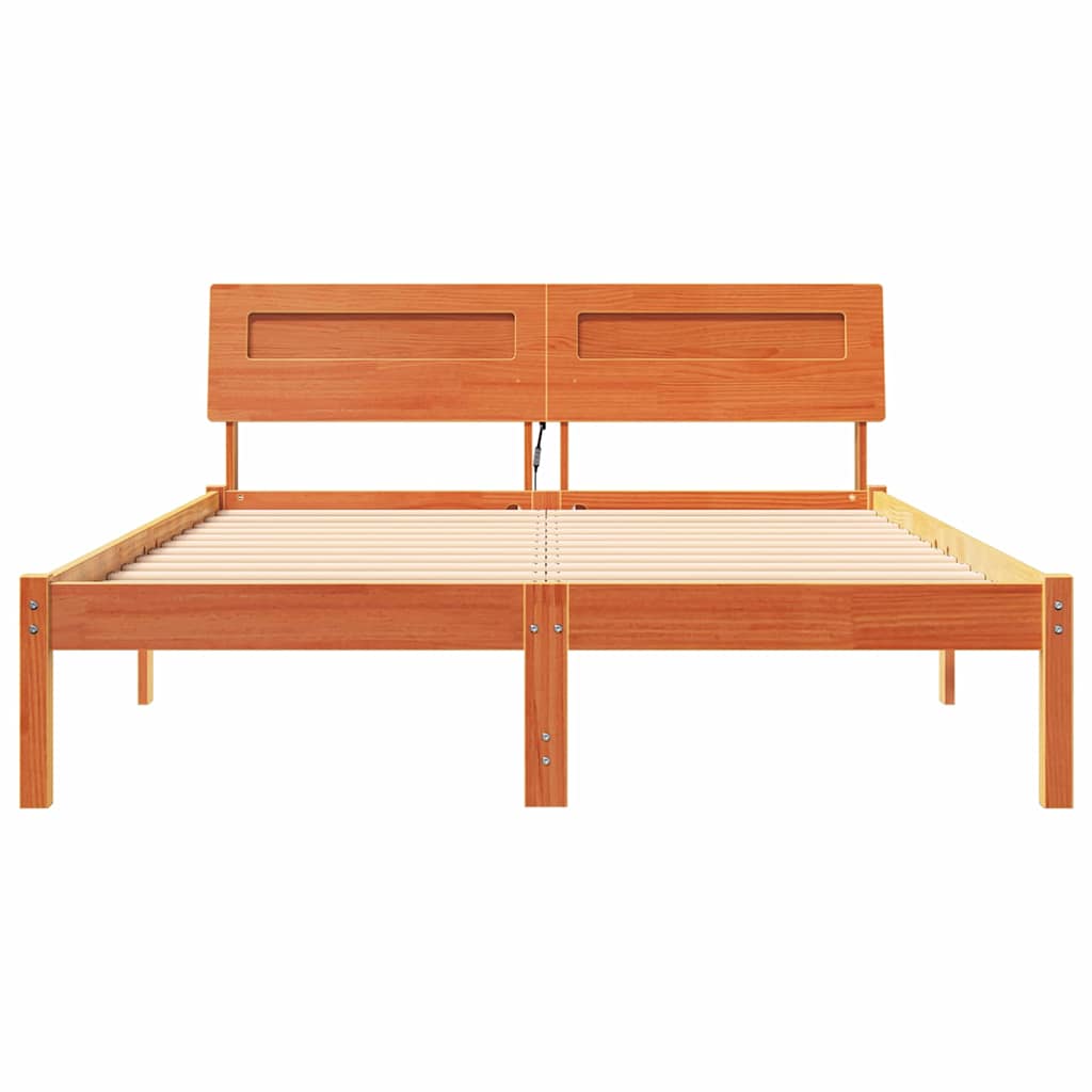 Rám Postele Voskově Hnědá 135 X 190 Cm Masivní Borové Dřevo