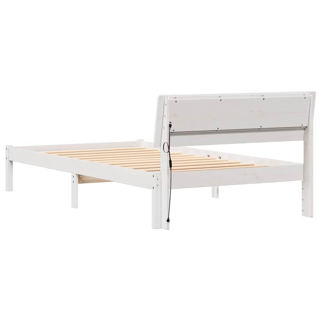 Rám Postele S Čelo Bílá 100 X 200 Cm Masivní Borové Dřevo