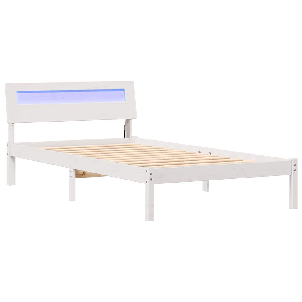 Rám Postele S Čelo Bílá 80 X 200 Cm Masivní Borové Dřevo