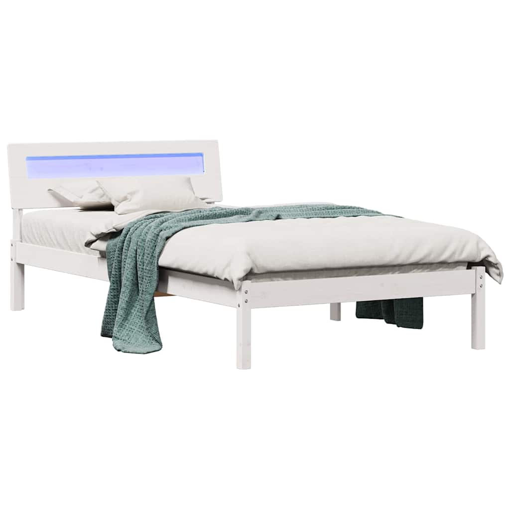 Rám Postele S Čelo Bílá 80 X 200 Cm Masivní Borové Dřevo