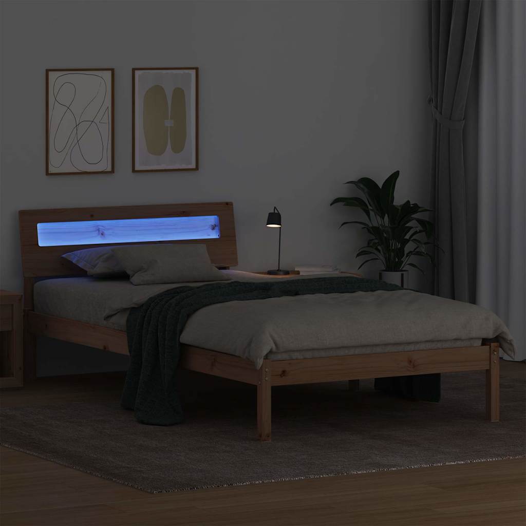 Rám Postele S Čelo Hnědá 90 X 190 Cm Masivní Borové Dřevo