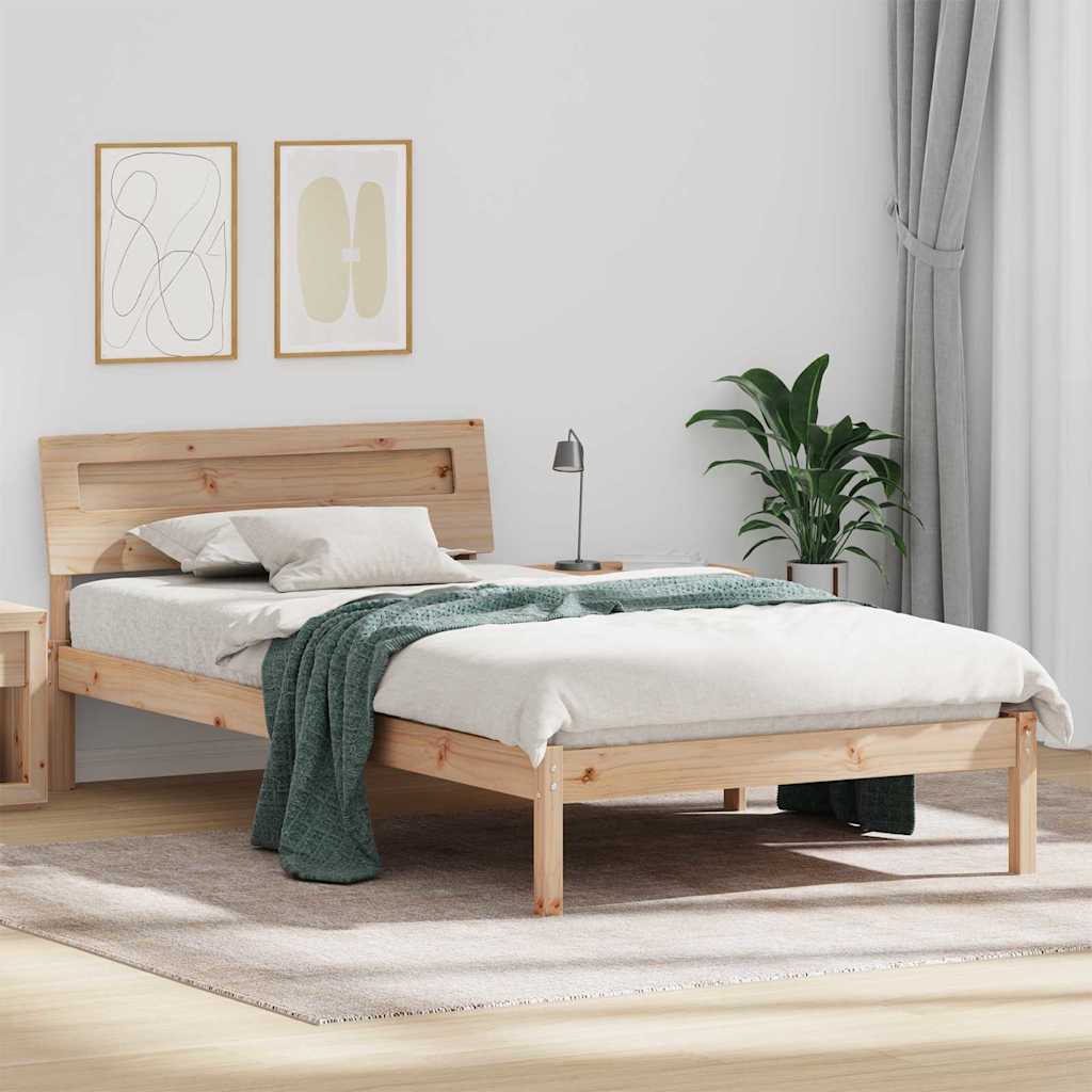 Rám Postele S Čelo Hnědá 90 X 190 Cm Masivní Borové Dřevo