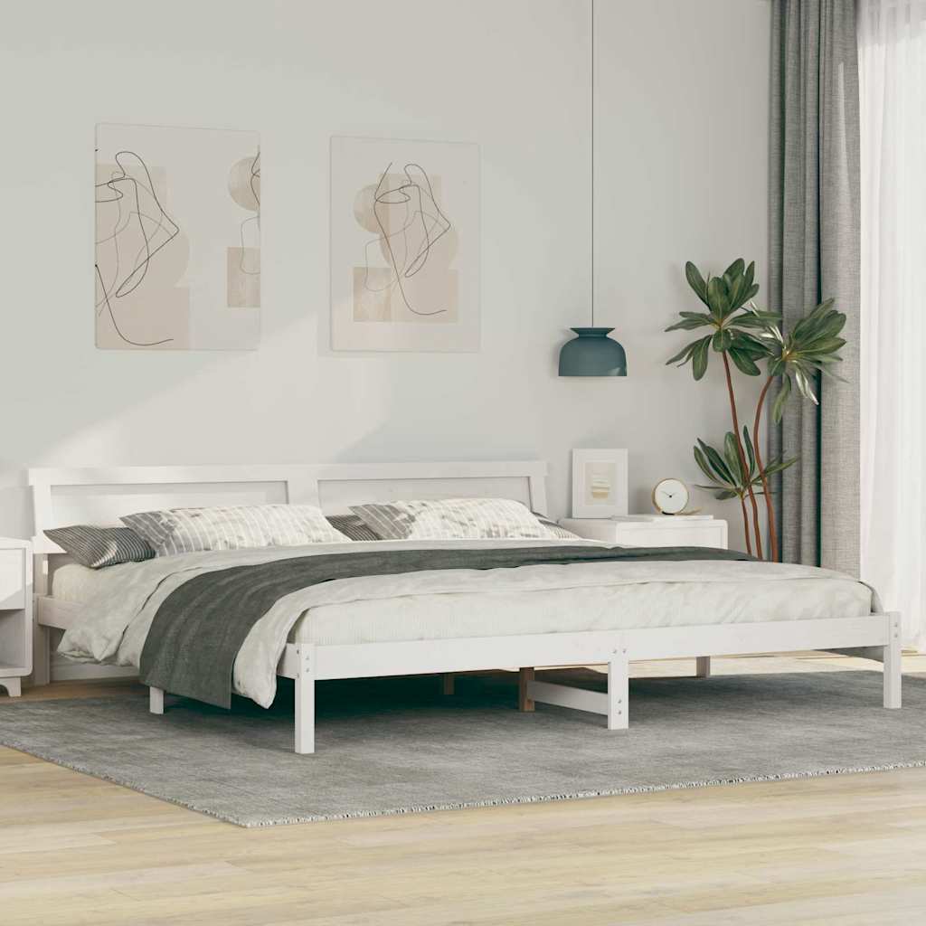 Rám Postele S Čelo Bílá 180 X 200 Cm Masivní Borové Dřevo