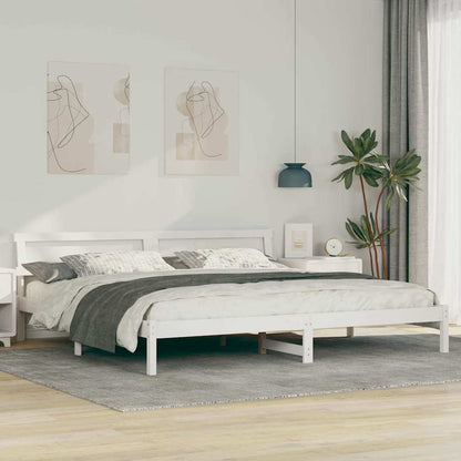 Rám Postele S Čelo Bílá 180 X 200 Cm Masivní Borové Dřevo