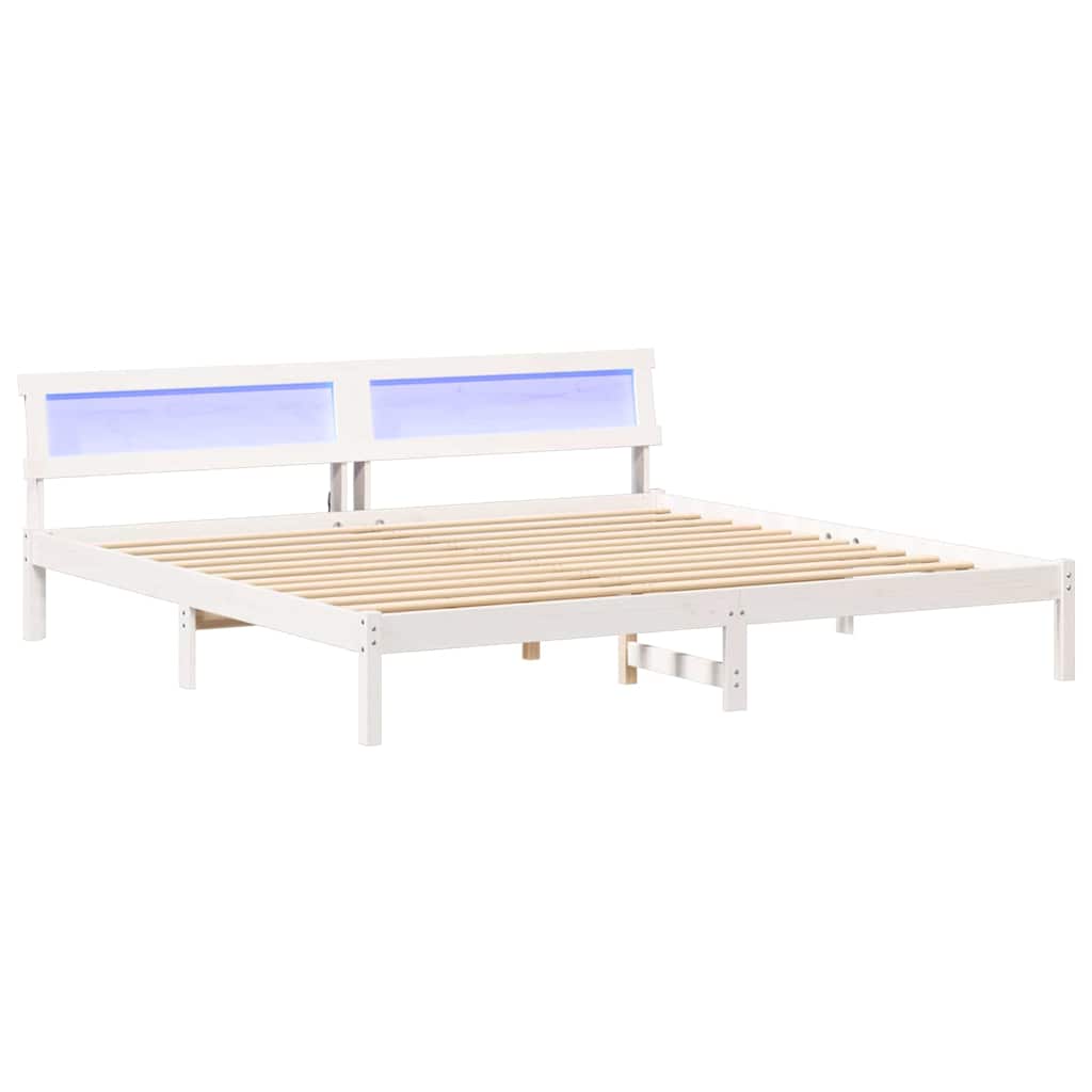 Rám Postele S Čelo Bílá 180 X 200 Cm Masivní Borové Dřevo