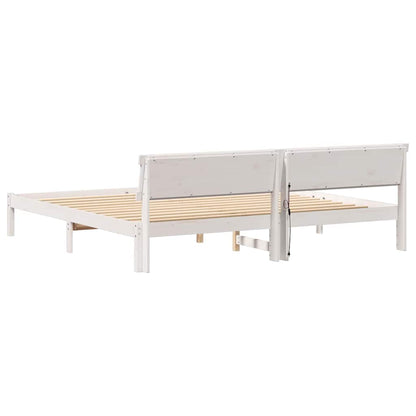 Rám Postele S Čelo Bílá 180 X 200 Cm Masivní Borové Dřevo