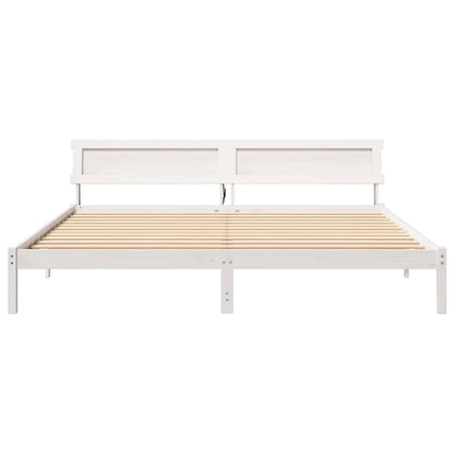 Rám Postele S Čelo Bílá 180 X 200 Cm Masivní Borové Dřevo