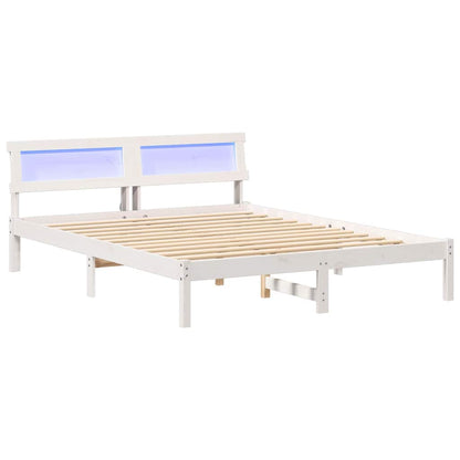 Rám Postele S Čelo Bílá 150 X 200 Cm Masivní Borové Dřevo