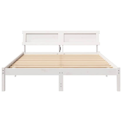Rám Postele S Čelo Bílá 150 X 200 Cm Masivní Borové Dřevo