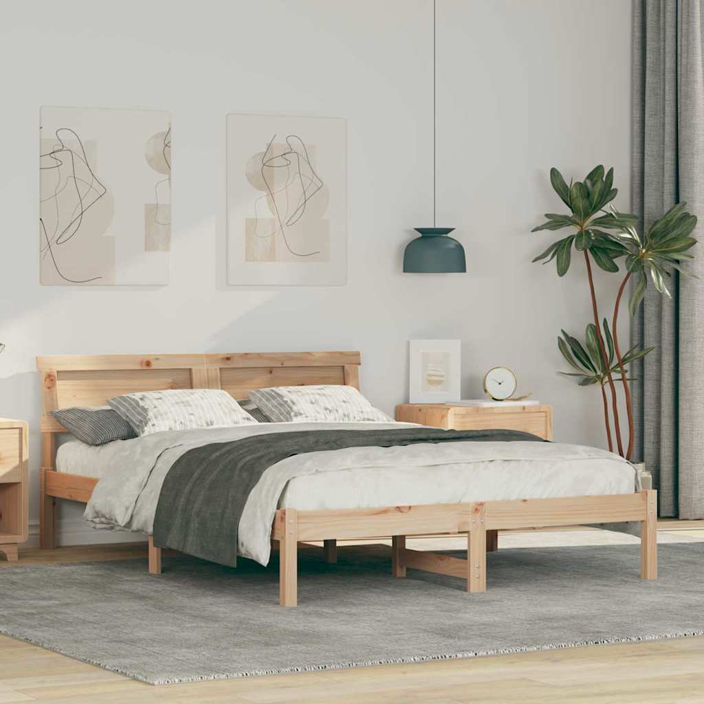 Rám Postele S Čelo Hnědá 120 X 200 Cm Masivní Borové Dřevo