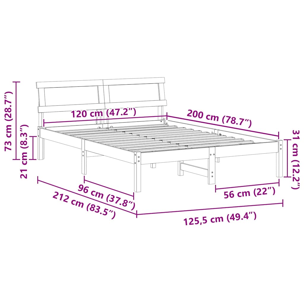 Rám Postele Voskově Hnědá 120 X 200 Cm Masivní Borové Dřevo