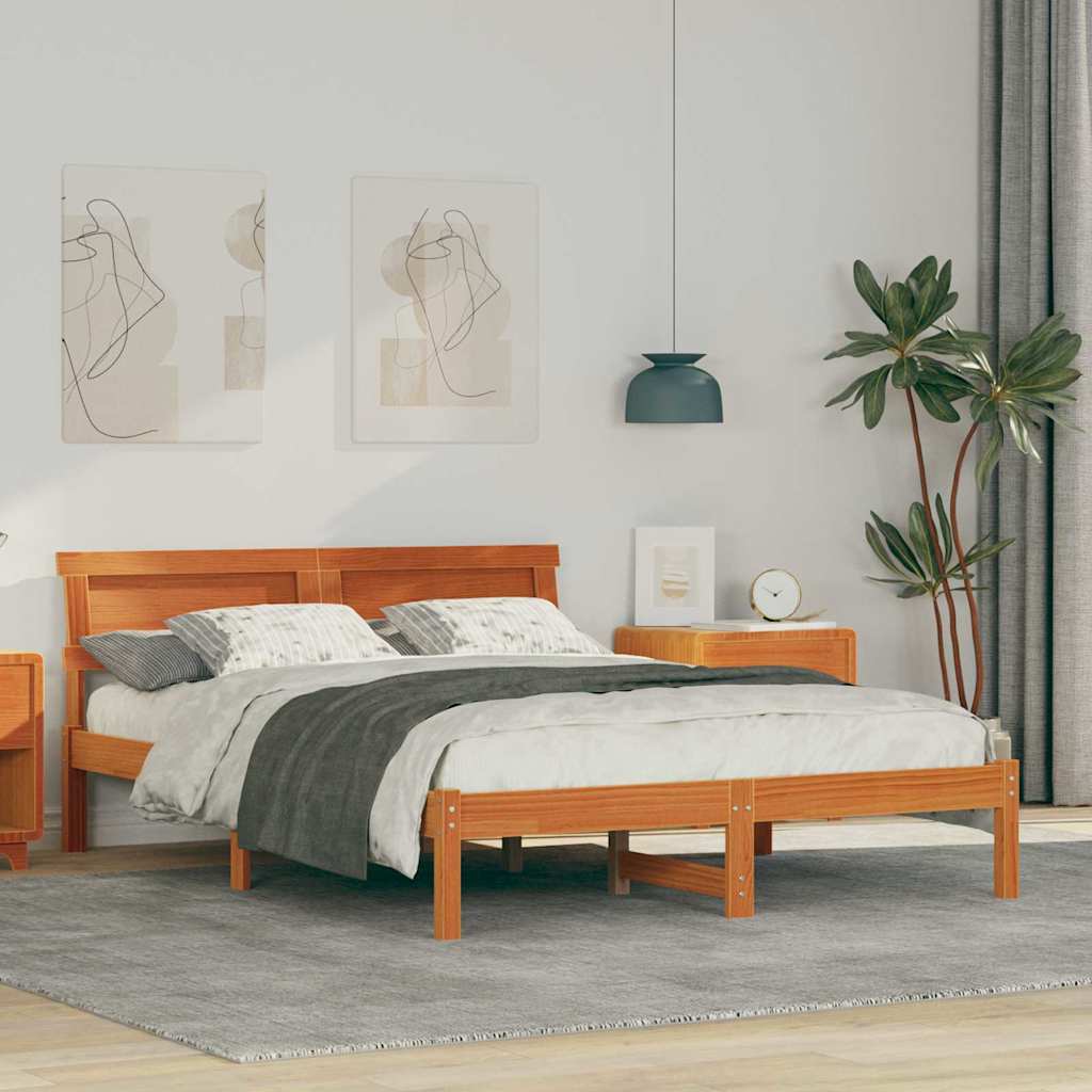 Rám Postele Voskově Hnědá 140 X 190 Cm Masivní Borové Dřevo