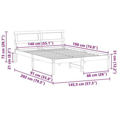 Rám Postele Voskově Hnědá 140 X 190 Cm Masivní Borové Dřevo