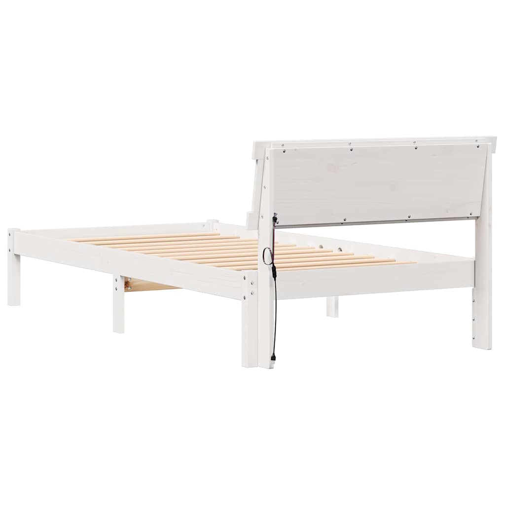 Rám Postele S Čelo Bílá 100 X 200 Cm Masivní Borové Dřevo