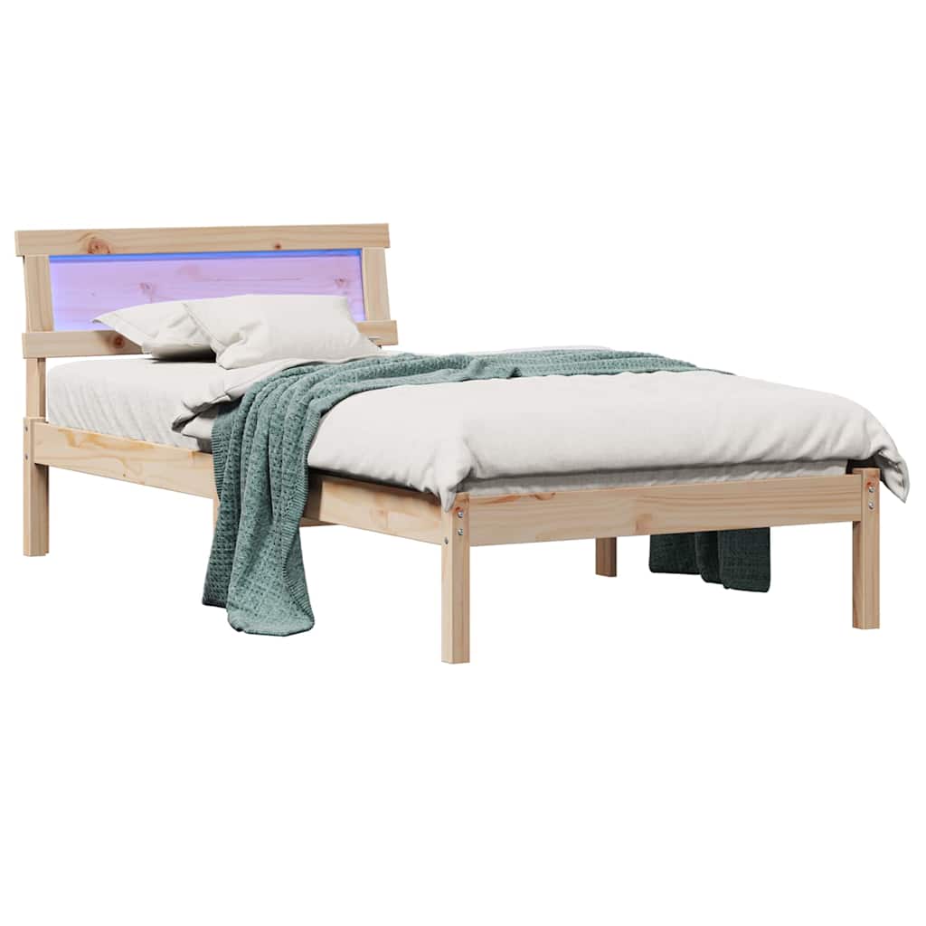 Rám Postele S Čelo Hnědá 90 X 200 Cm Masivní Borové Dřevo