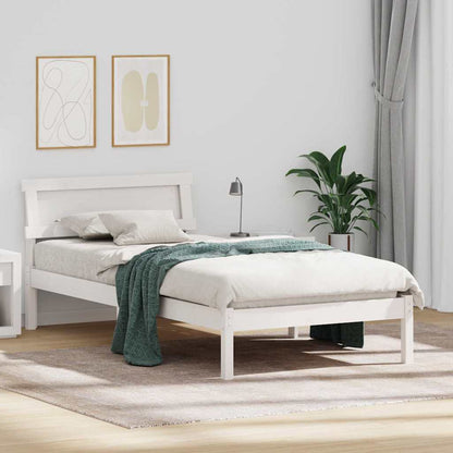 Rám Postele S Čelo Bílá 90 X 200 Cm Masivní Borové Dřevo