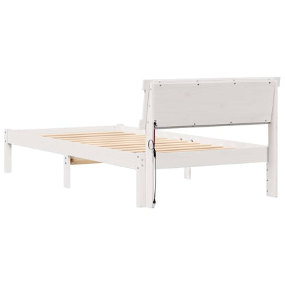 Rám Postele S Čelo Bílá 90 X 200 Cm Masivní Borové Dřevo