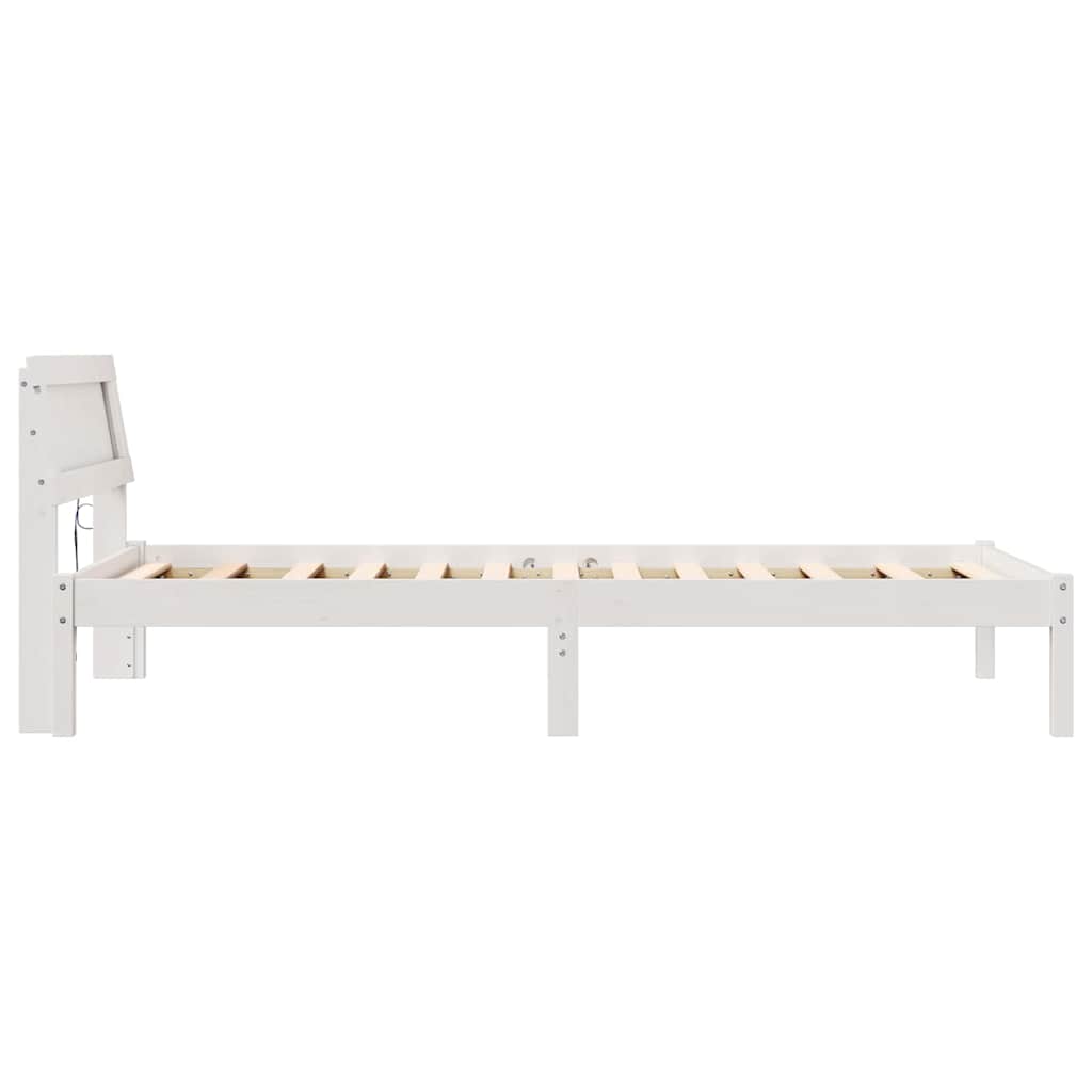 Rám Postele S Čelo Bílá 90 X 200 Cm Masivní Borové Dřevo