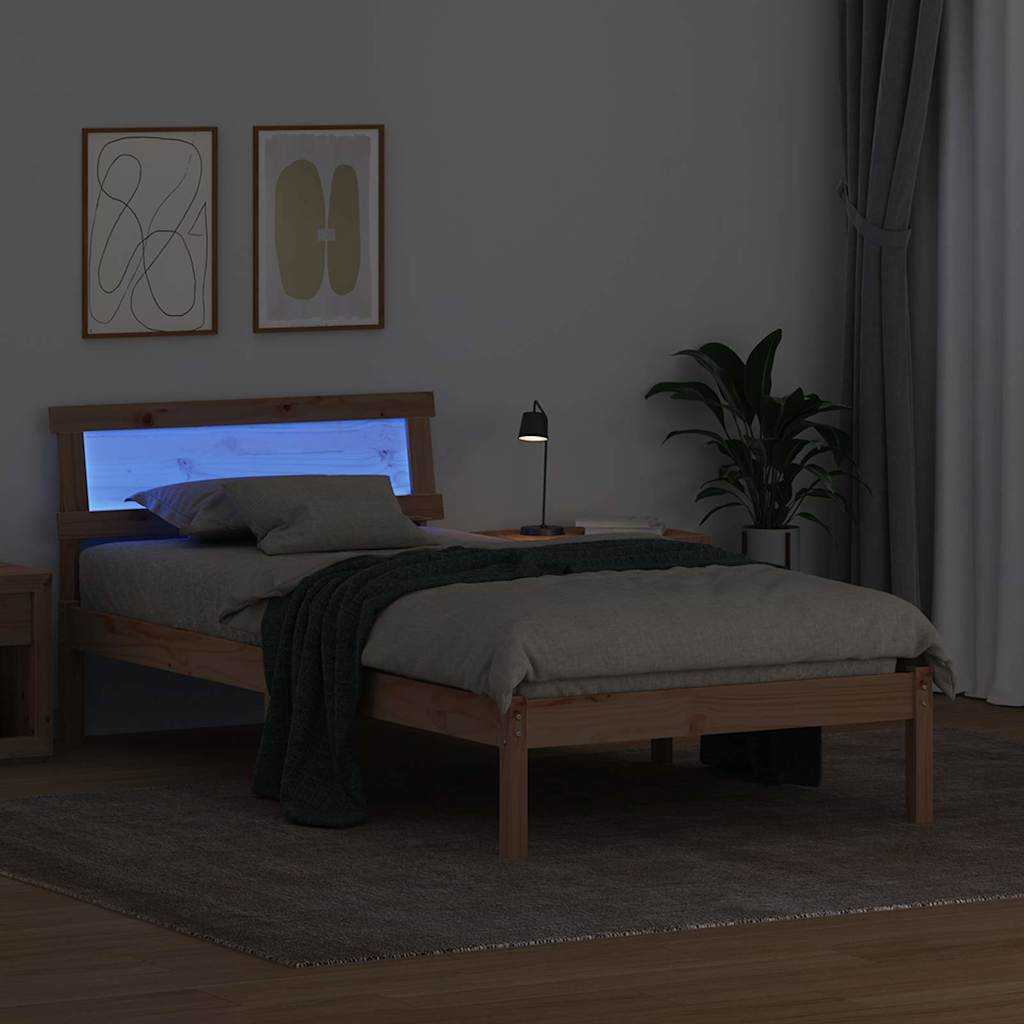 Rám Postele S Čelo Hnědá 90 X 190 Cm Masivní Borové Dřevo