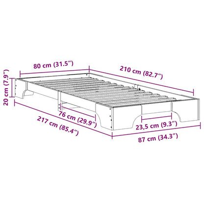 Rám Postele Bílá 80 X 210 Cm Masivní Borové Dřevo