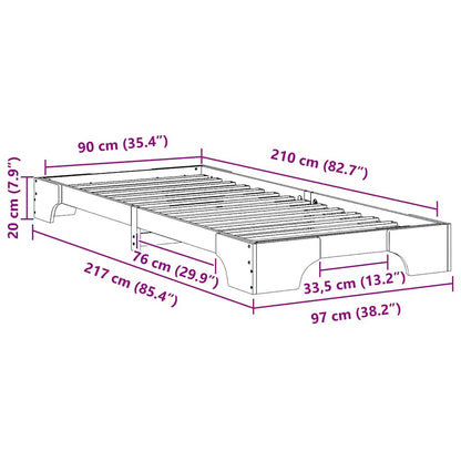 Rám Postele Hnědá 90 X 210 Cm Masivní Borové Dřevo