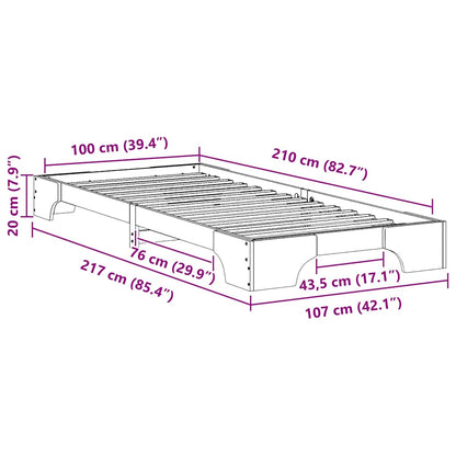 Rám Postele Hnědá 100 X 210 Cm Masivní Borové Dřevo