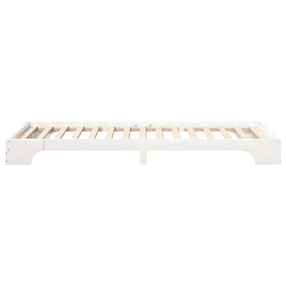 Rám Postele Bílá 100 X 210 Cm Masivní Borové Dřevo