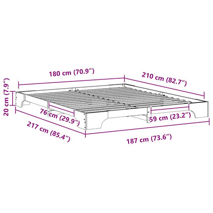 Rám Postele Bílá 180 X 210 Cm Masivní Borové Dřevo