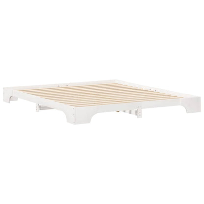 Rám Postele Bílá 200 X 210 Cm Masivní Borové Dřevo