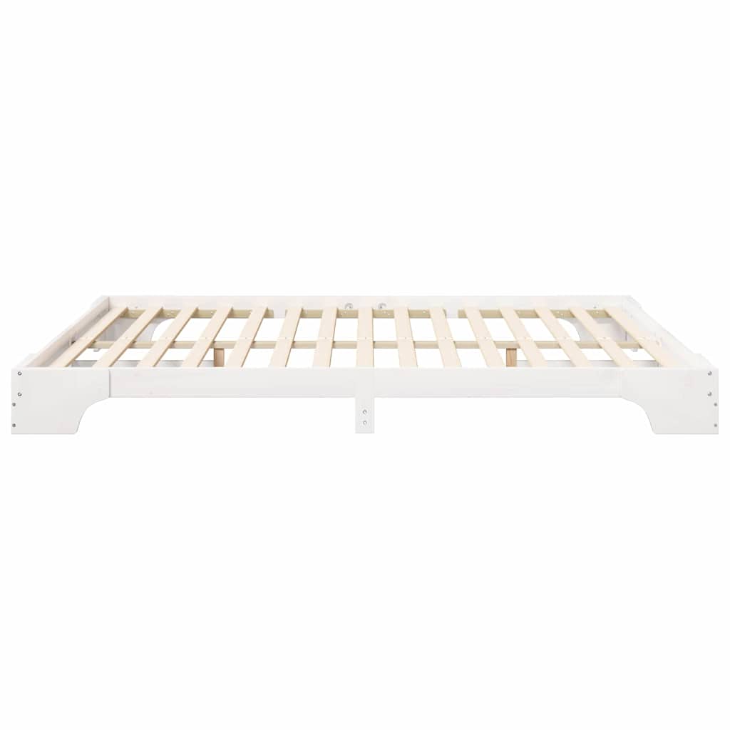 Rám Postele Bílá 200 X 210 Cm Masivní Borové Dřevo