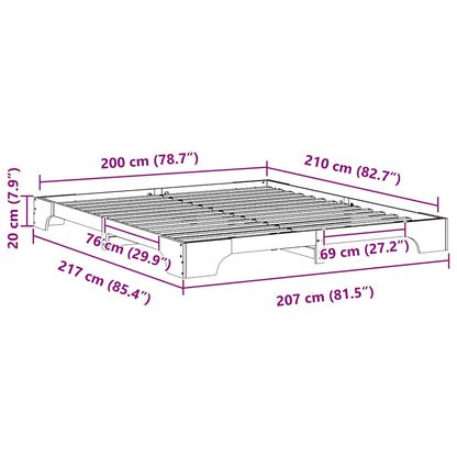 Rám Postele Hnědá 200 X 210 Cm Masivní Borové Dřevo