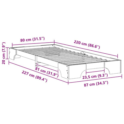 Rám Postele Hnědá 80 X 220 Cm Masivní Borové Dřevo