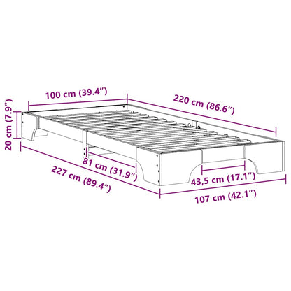 Rám Postele Hnědá 100 X 220 Cm Masivní Borové Dřevo