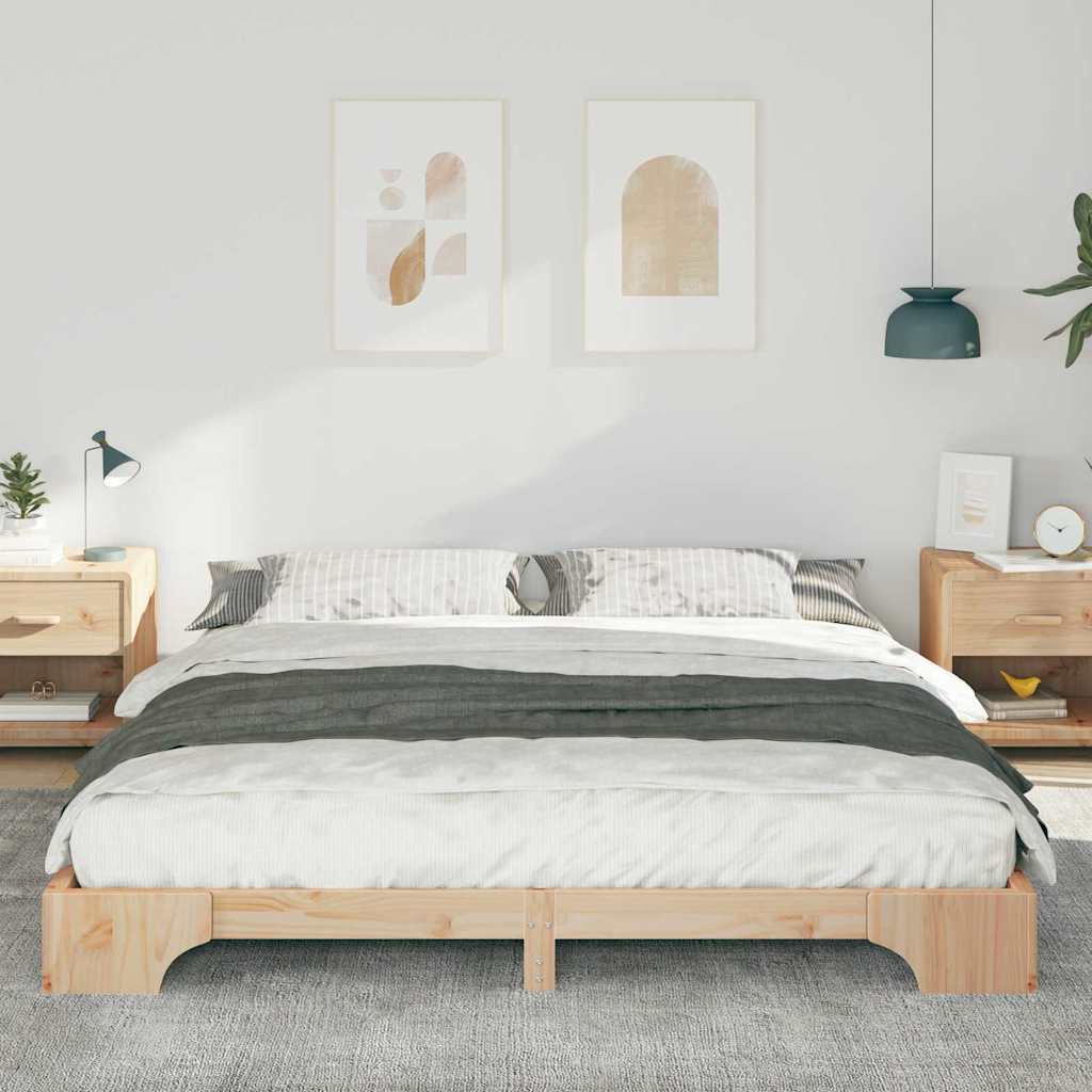 Rám Postele Hnědá 200 X 220 Cm Masivní Borové Dřevo