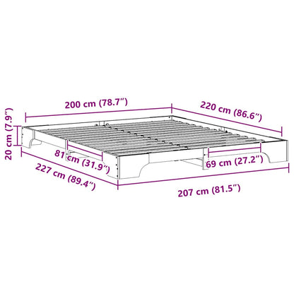 Rám Postele Hnědá 200 X 220 Cm Masivní Borové Dřevo