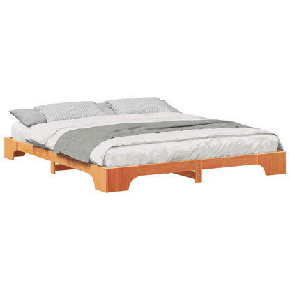Rám Postele Hnědá 200 X 220 Cm Masivní Borové Dřevo