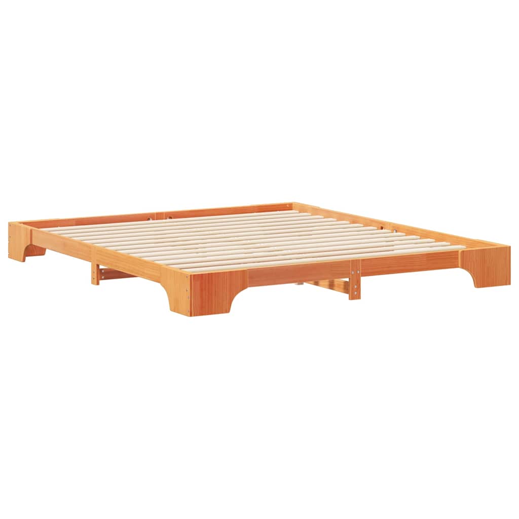 Rám Postele Hnědá 200 X 220 Cm Masivní Borové Dřevo