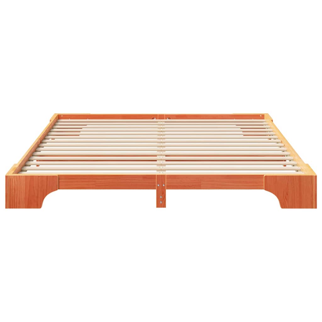 Rám Postele Hnědá 200 X 220 Cm Masivní Borové Dřevo