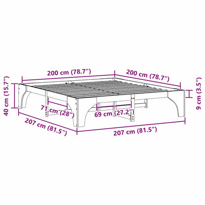 Rám Postele Bílá 200 X 200 Cm Masivní Borové Dřevo