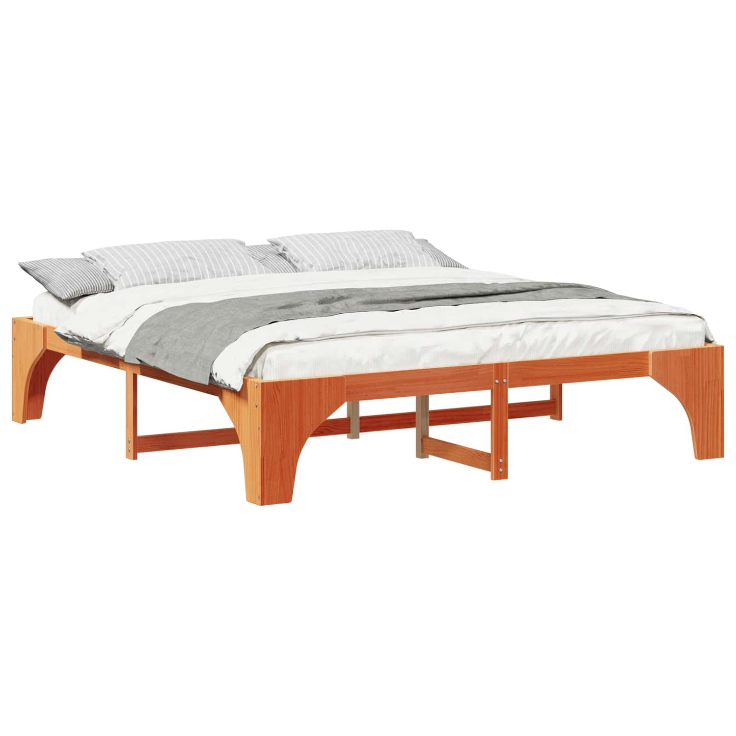 Rám Postele Hnědá 200 X 200 Cm Masivní Borové Dřevo