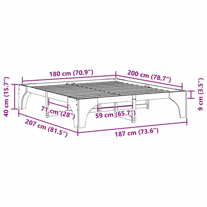 Rám Postele Bílá 180 X 200 Cm Masivní Borové Dřevo