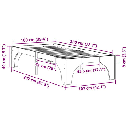 Rám Postele Hnědá 100 X 200 Cm Masivní Borové Dřevo