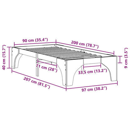 Rám Postele Hnědá 90 X 200 Cm Masivní Borové Dřevo