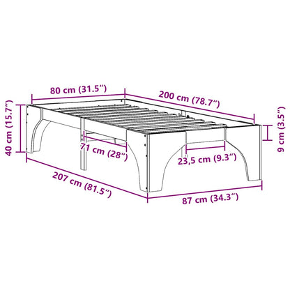 Rám Postele Hnědá 80 X 200 Cm Masivní Borové Dřevo