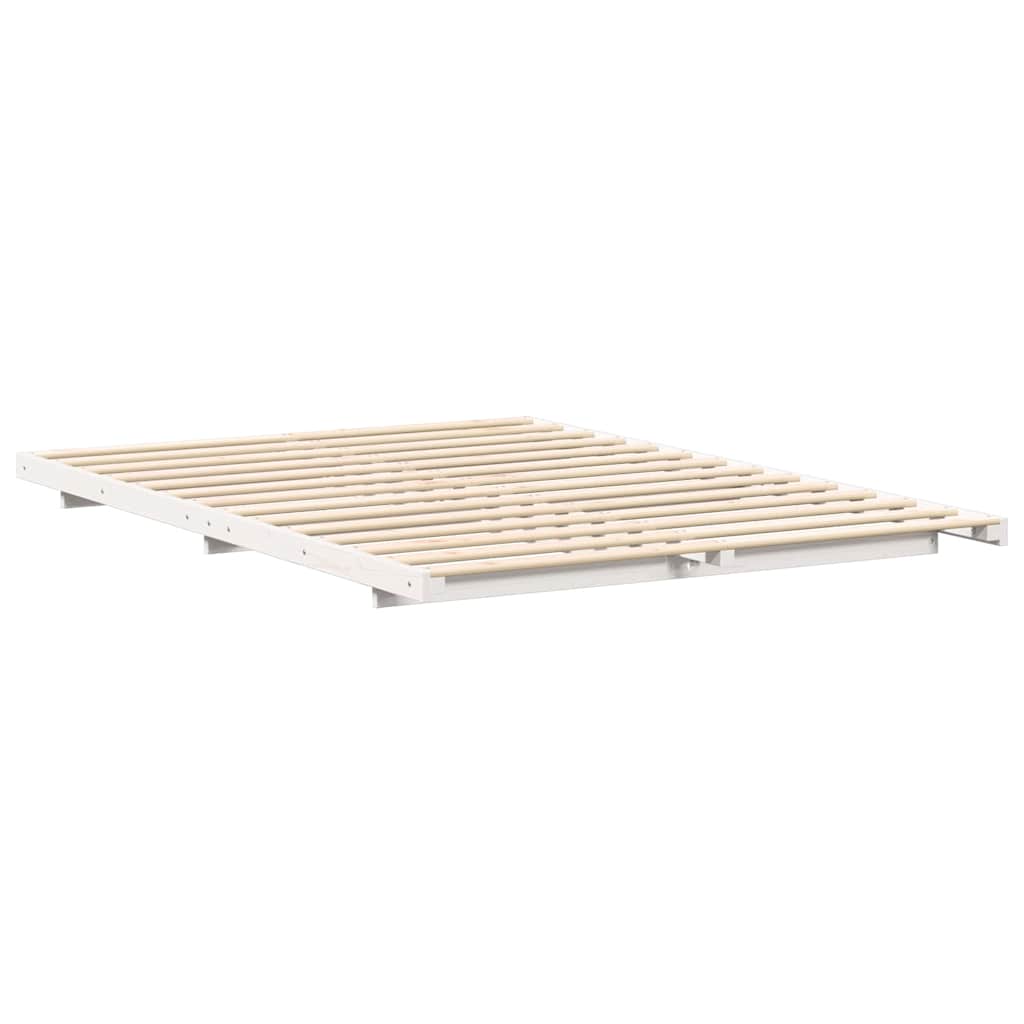 Rám Postele Bílá 150 X 200 Cm Masivní Borové Dřevo