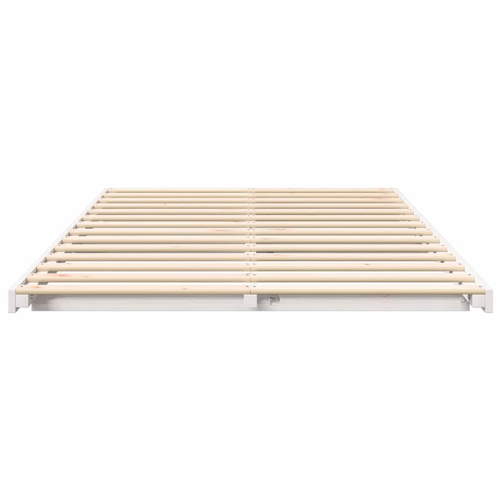 Rám Postele Bílá 140 X 190 Cm Masivní Borové Dřevo