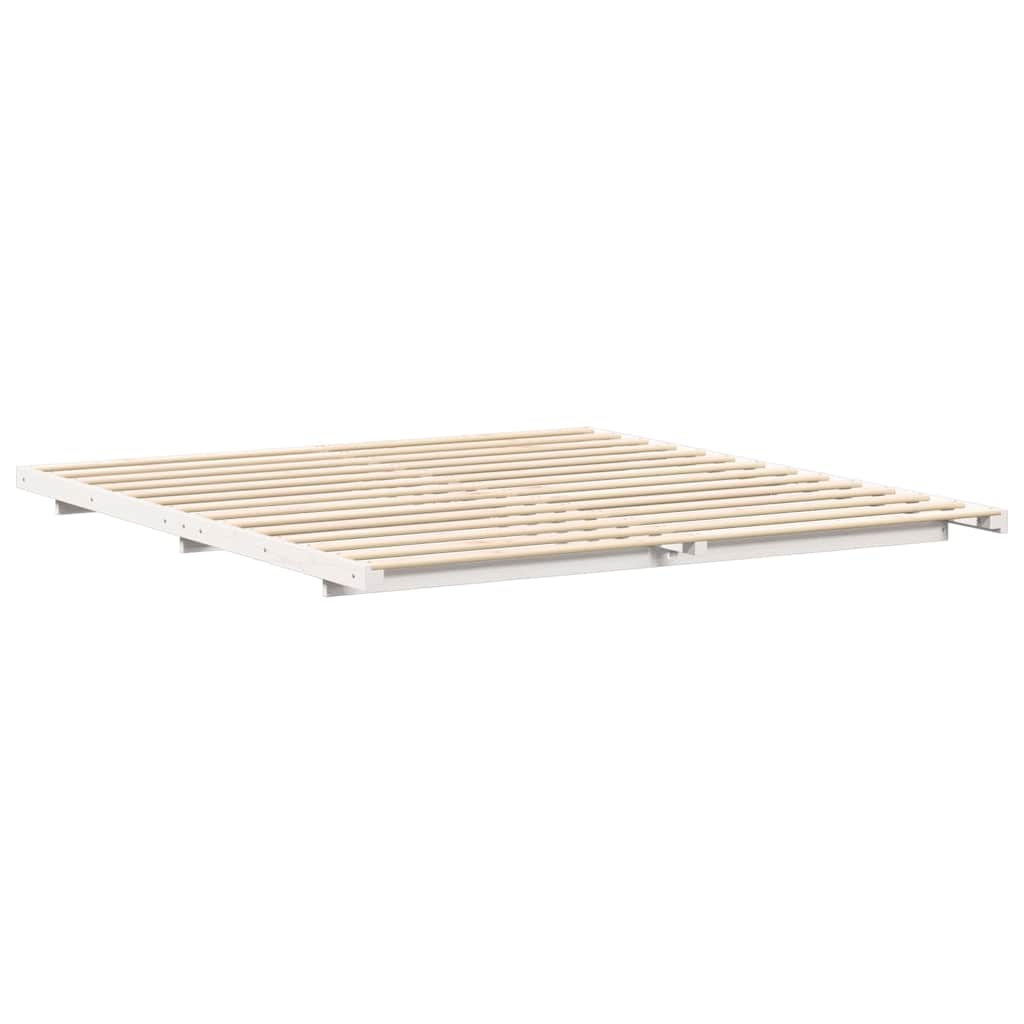 Rám Postele Bílá 200 X 210 Cm Masivní Borové Dřevo