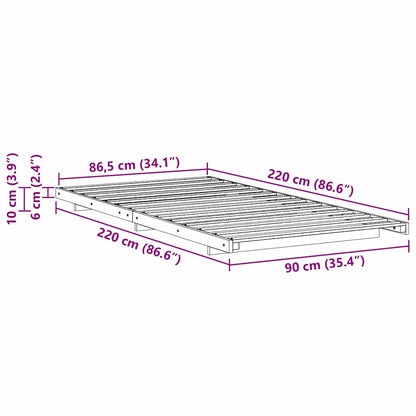 Rám Postele Voskově Hnědá 90 X 220 Cm Masivní Borové Dřevo